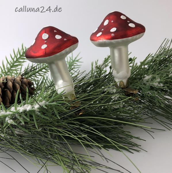 Pilz 2er SET Rot Fliegenpilz Deko Landhaus Weihnachten Clip Christbaum